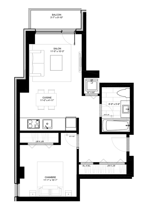 floor plan of the upper level of the home with a small footprint